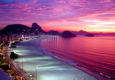 sunrise in copacabana beach