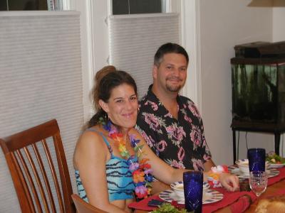 randy and amy at the dinner table