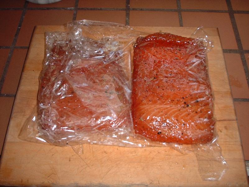 homemade salmon gravlax - after