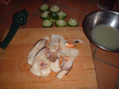 getting conch ready to marinate