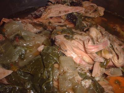 Collard greens and smoked pork soup (info)