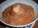 snapper and sausage gumbo with scallops