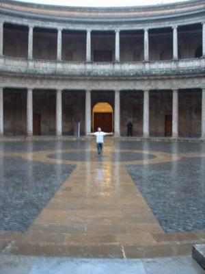 me, in a t-shirt, in the palace at the Alhambra, in the pouring rain