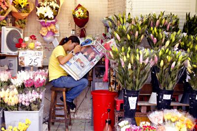 A slow day at the Flower Market