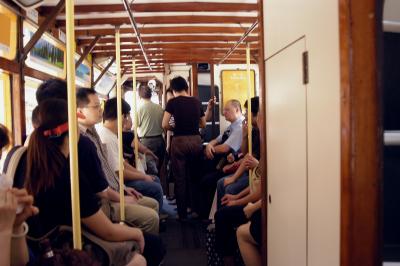 Passengers inside a Tram