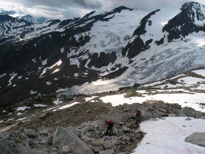Looking down at the huts!