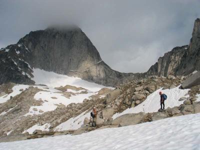 Looking up at Bugaboo Spire (3185m)