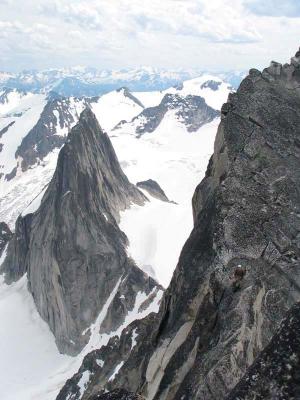 Traversing the summit of Bugaboo Spire