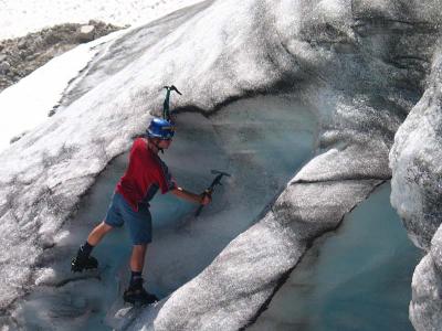 Ice Bouldering, you fall less when you have spikes strapped to your body!