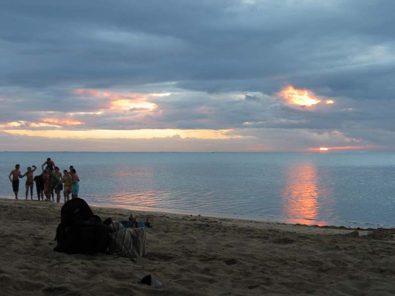 The crowds on the beach