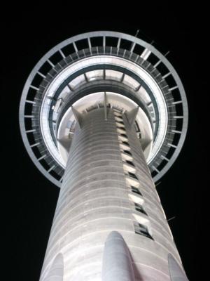 Skytower, illuminated at night