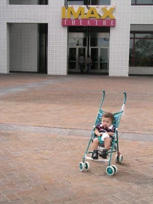 Baby Kyle outside the IMAX theater