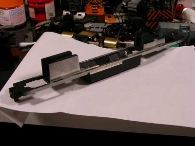 Kato SD40 frame milled down for underbody details for an SP SD45.