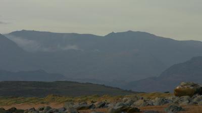 Glyder Fawr and Glyder Fach from Llandanwg beach