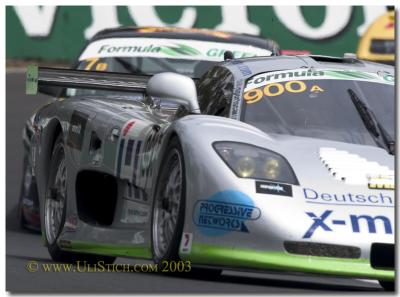 Mosler  MT 900R makes the turn and ends the 24 hours with alot of tape but 5th overall