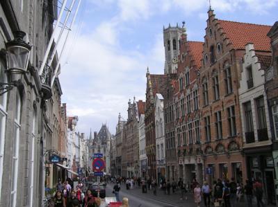 Crowded streets of Bruges
