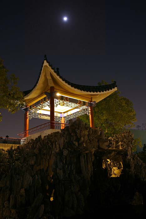Moon above a Chinese Temple