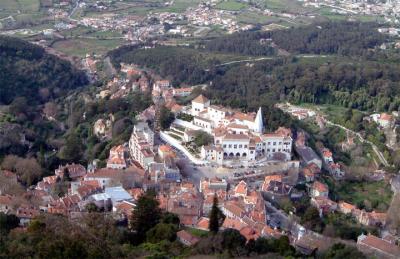 Sintra - looking down on the town and Palacio Nacional