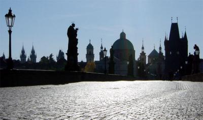 Charles Bridge, early morning before the crowds arrive
