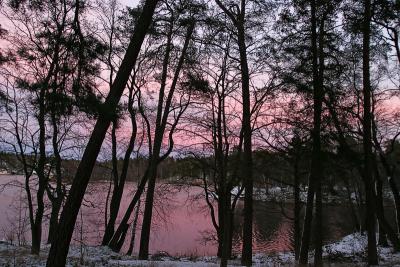 pink sky and water