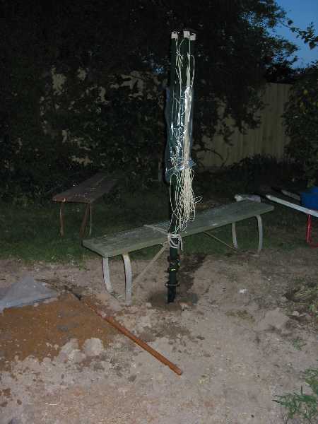 tied up to keep vertical