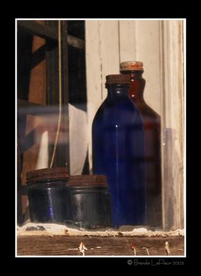 Antique Blue Bottles