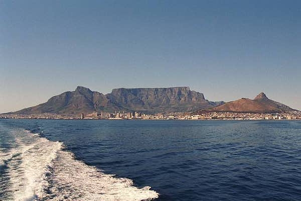 View back towards Cape Town from Robben Island boat