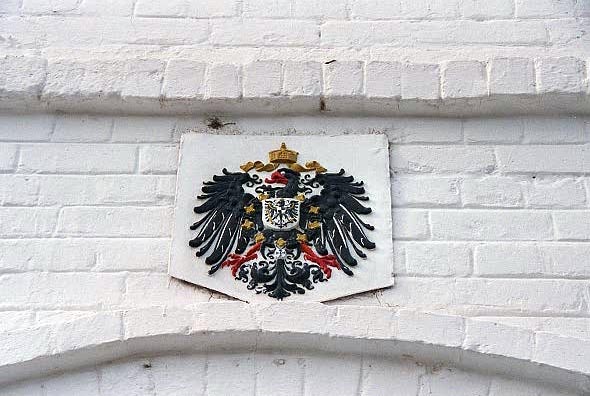 Imperial German coat of arms over the gate to the fort at Namutoni