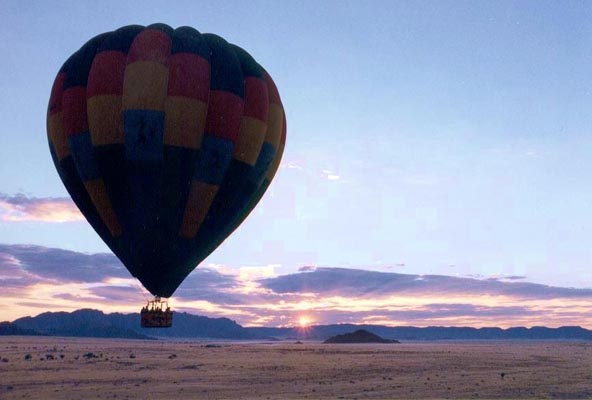 Sunrise balloon flight over Sossusvlei