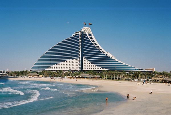 Jumeirah Beach Hotel, across from the Burj