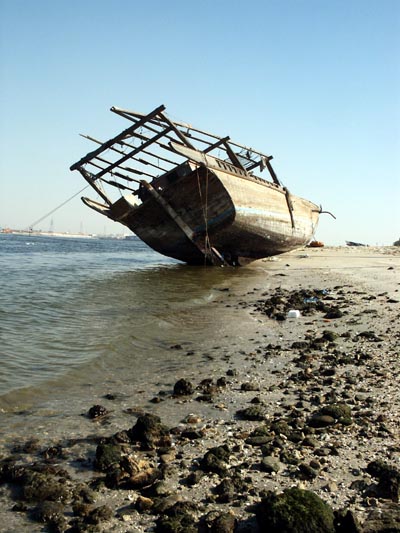 An old wrecked Dhow, Dubai Creek