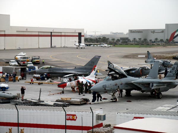 The flight line for the aerial displays, Dubai Airshow 2003