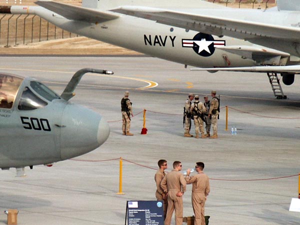The U.S. Navy had a large presence at the airshow. The USS Enterprise was docked nearby at Jebel Ali.