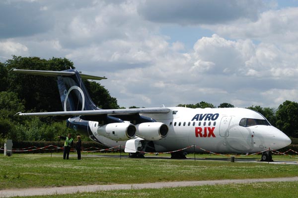 Avro RJ on static display at Manchester