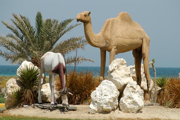 Camel and Oryx Roundabout at Al-Jazeer Beach