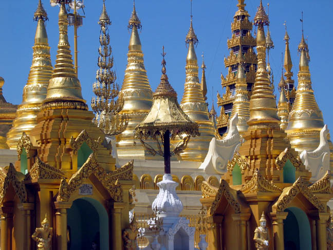 Shwedagon spires.