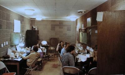 Paul Sobolik (with headphones) & Volunteers in the Phoneroom