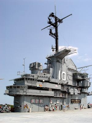 The Yorktown's control tower before restoration