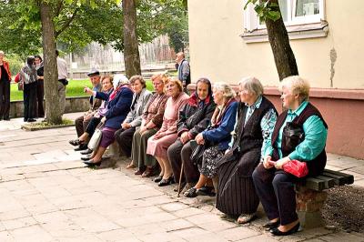 The townspeople lined up to see us leave the library