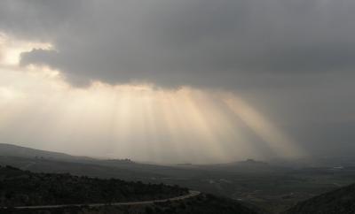 Afternoon sunlight over Golan Heights