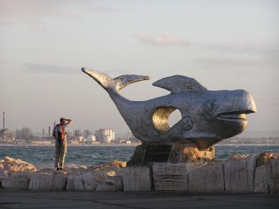 Pier in Akko..Haifa in background.JPG