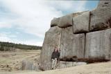 Me next to large stone wall, fortress of Sacsayhuaman, Cusco