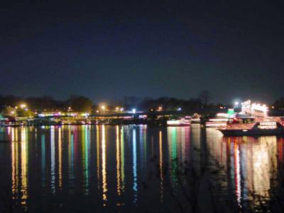 Lighted boats on Drakes Creek