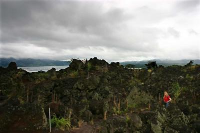 Cathy on the newer lava flow at the base of Arenal
