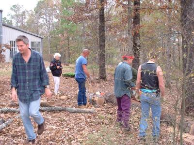 while everybody else works on the downed tree