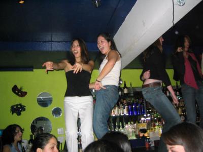 Deb and Lis workin' the crowd