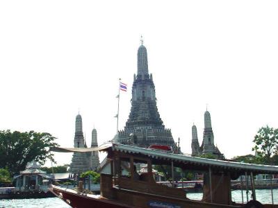 Stupas along the river in Bangkok