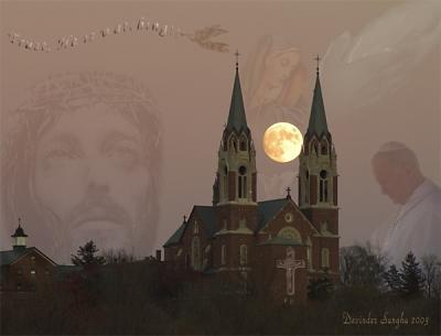  Original Holly Hill & Full moon with digital manupulation