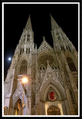 Saint Patrick's Cathedral Under a Full Moon
