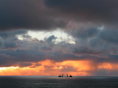 Nov 20 sunset with barge